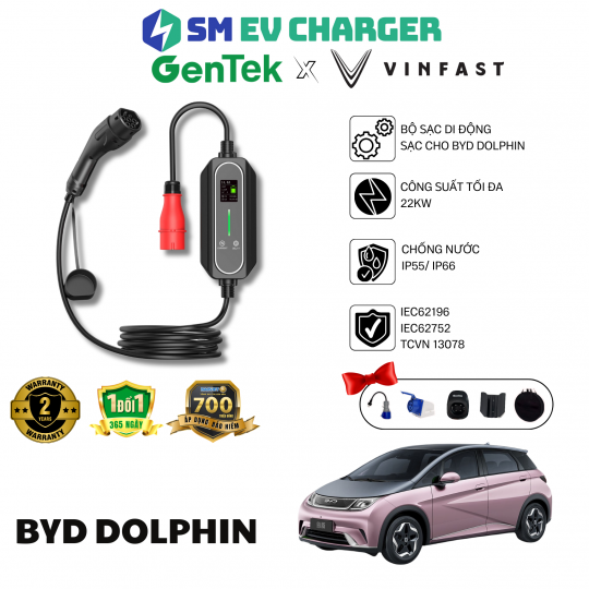 SẠC ĐIỆN Ô TÔ BYD DOLPHIN -  GENTEK DI ĐỘNG 22KW