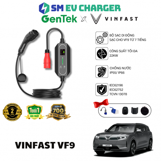 SẠC ĐIỆN Ô TÔ VINFAST VF9 -  GENTEK DI ĐỘNG 22KW 