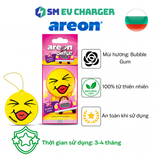 LÁ THƠM Ô TÔ CAO CẤP - Areon Smile Bubble Gum