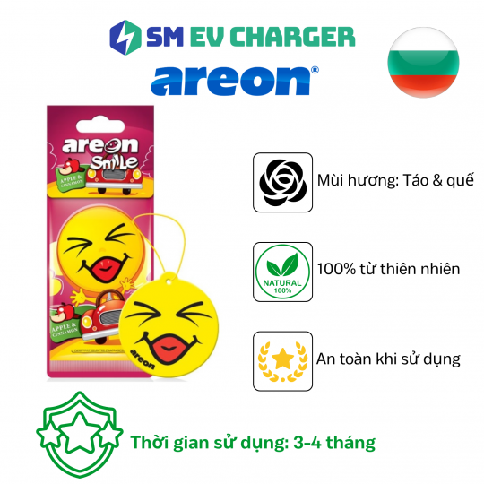 LÁ THƠM Ô TÔ CAO CẤP - Areon Smile Táo & Quế