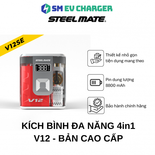 Kích bình đa năng thông tin 4in1 Steelmate V12 bản cao cấp
